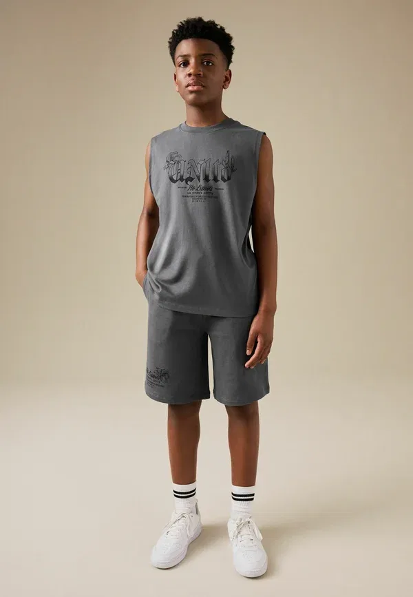 Комплект из топа и шорт с принтом Regular fit Next, charcoal grey, серый