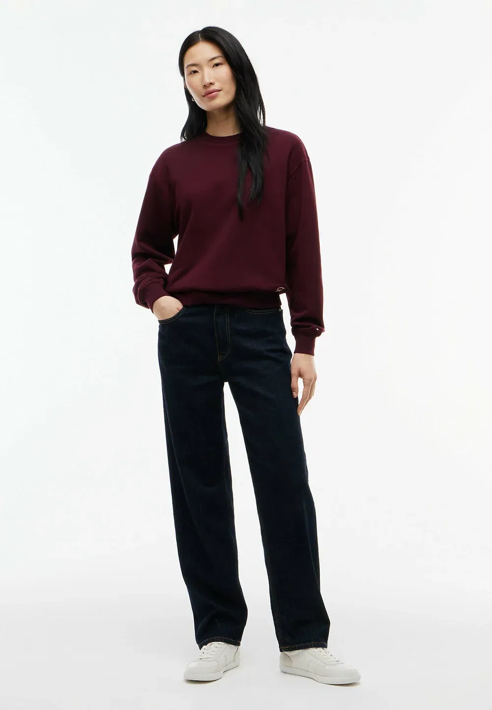 Толстовка с круглым вырезом и логотипом в тон ткани - толстовка Tommy Hilfiger, Deep Burgundy — фото 2