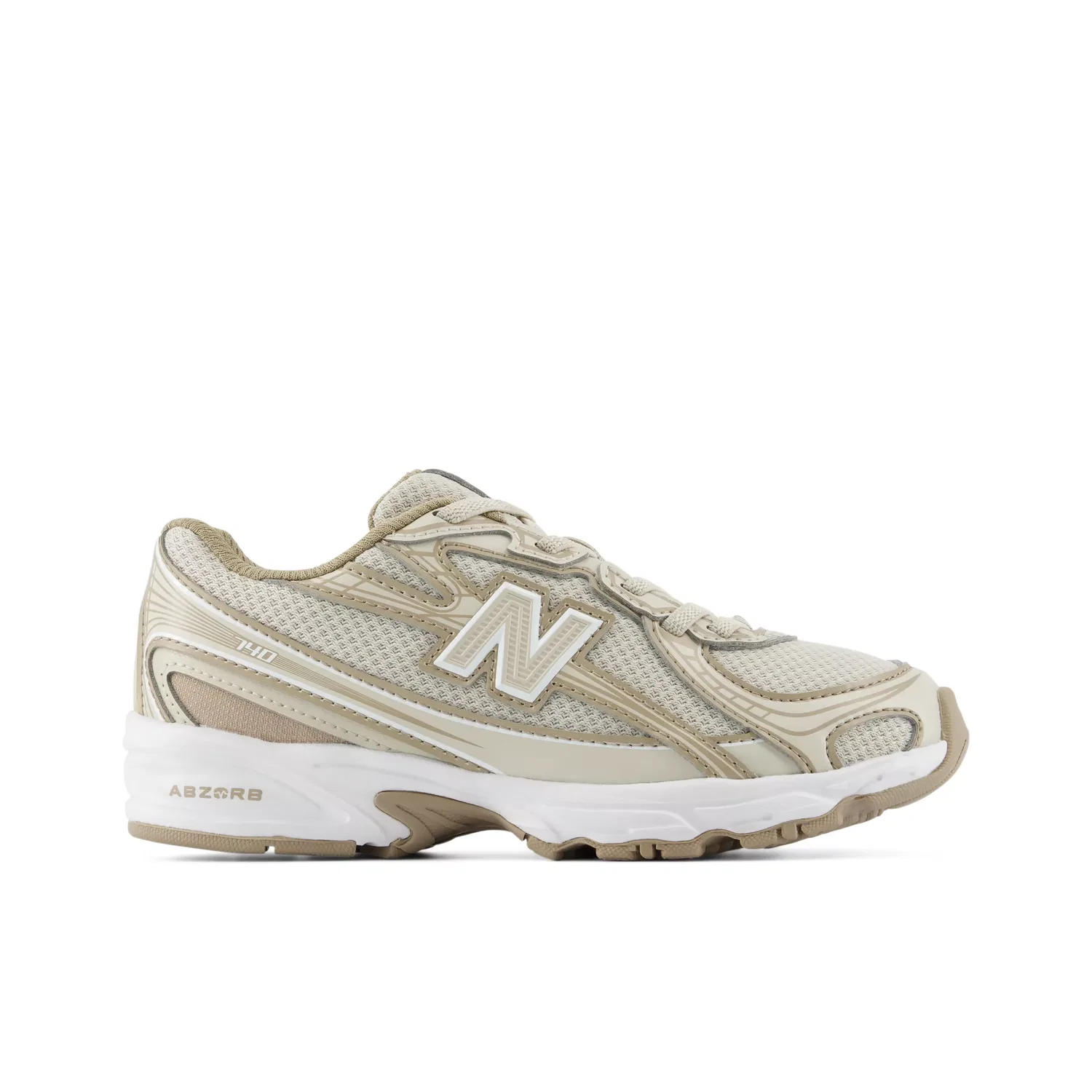 Детские кроссовки на шнурках с сетчатым верхом 740 Bungee Lace New Balance, Timberwolf With Driftwood
