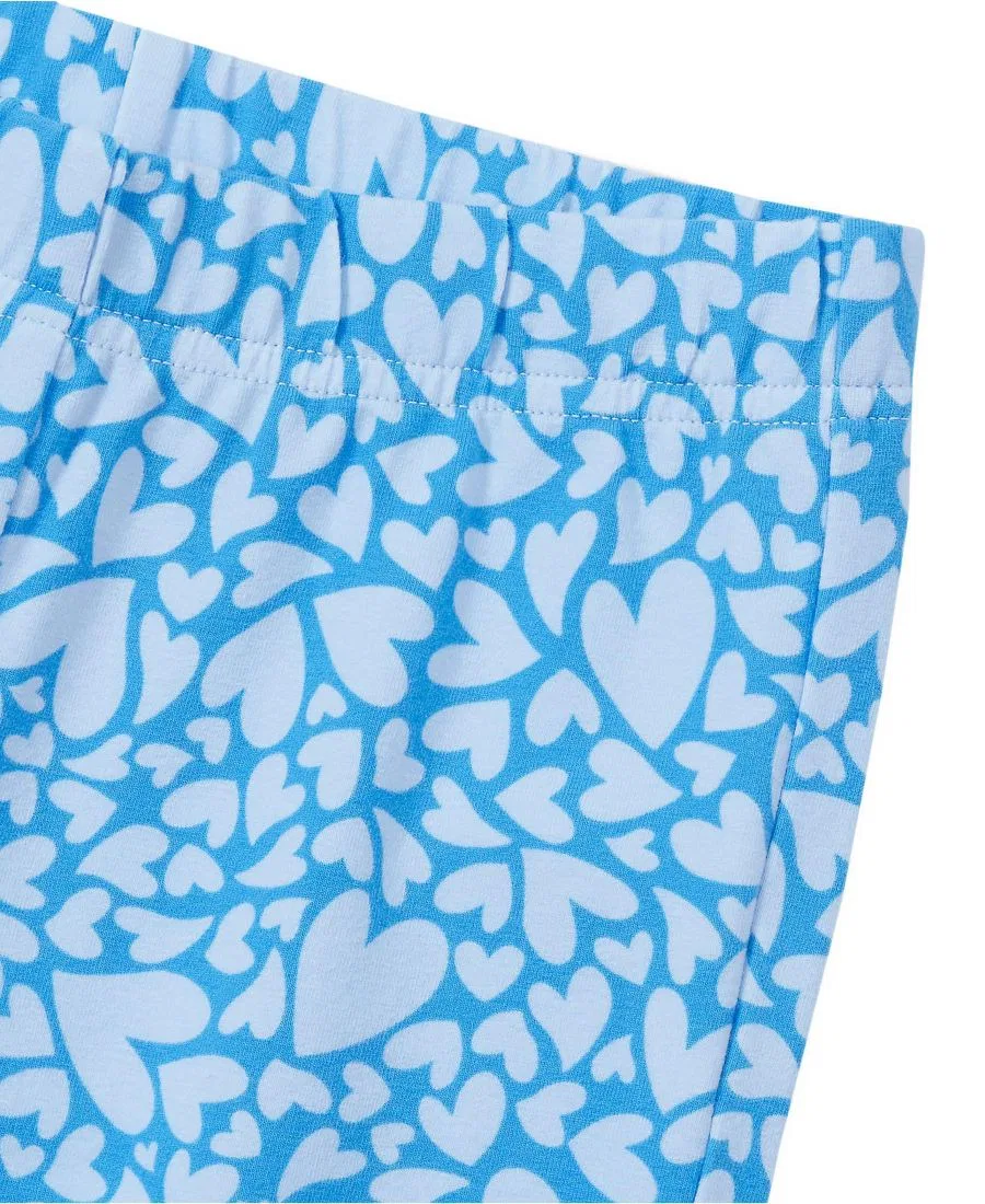 Леггинсы детские из хлопка с принтом, бренд Lands' End, Tossed Hearts Vista Blue — фото 2