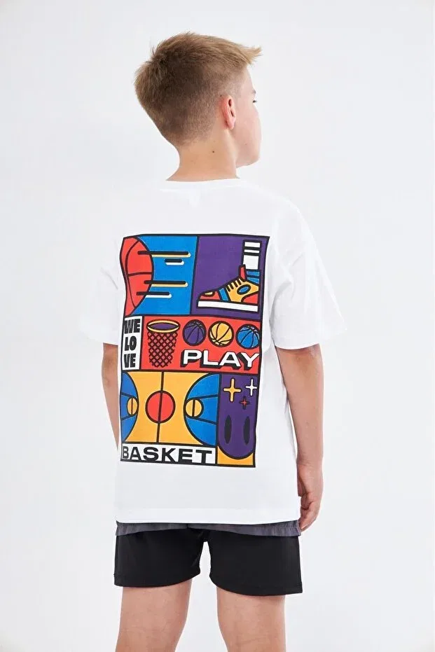 Детская футболка для мальчиков с принтом Basketball Design The Champ Clothing, White