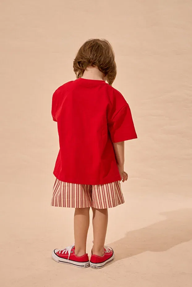 Детская футболка оверсайз с принтом Roaster Print Fahhar Kids, Red — фото 3