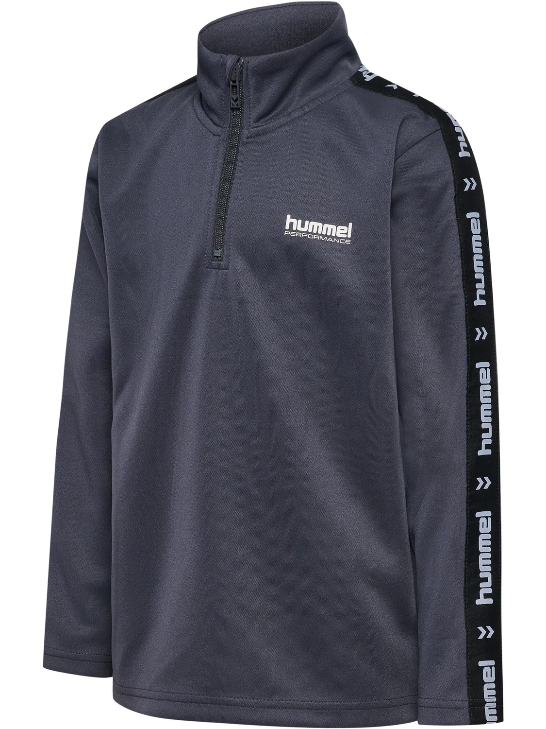 Детское худи с полузамком Hmljr Goal Tape Halfzip Hummel, Ebenholzbraun — фото 2