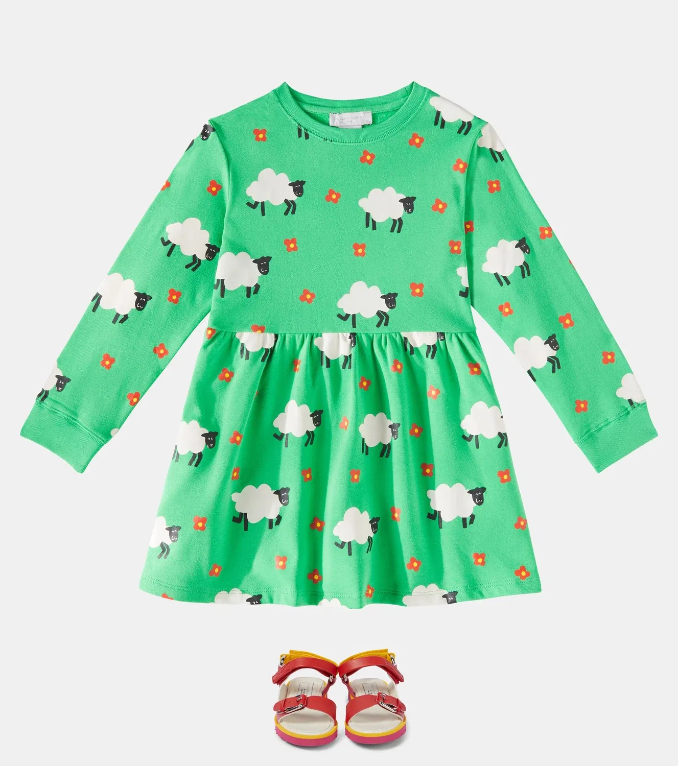 Платье из флиса с принтом и начесом Stella McCartney Kids, зеленый — фото 2