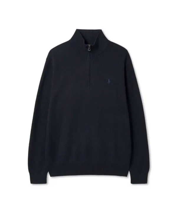 Свитер с четверть-застежкой, хлопковый, Polo Ralph Lauren, темно-синий
