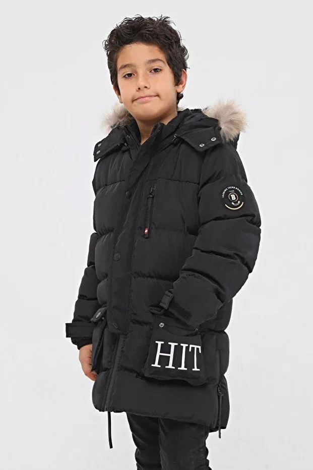Детское пальто для девочек с длинным рукавом Benitto Kids, Black — фото 4