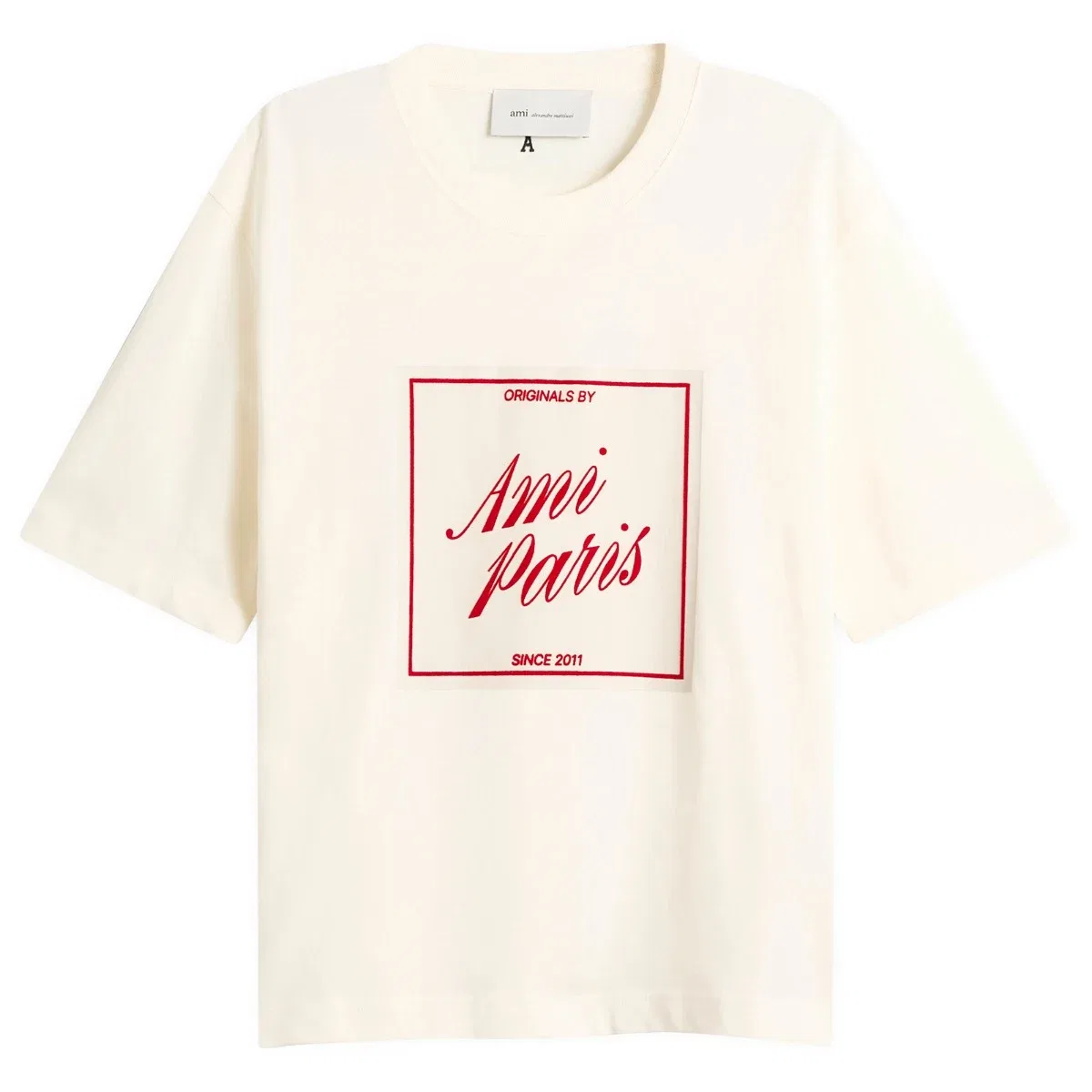 Футболка с коротким рукавом свободного кроя Boxy fit short sleeve t-shirt Ami Paris, Blanc Creme