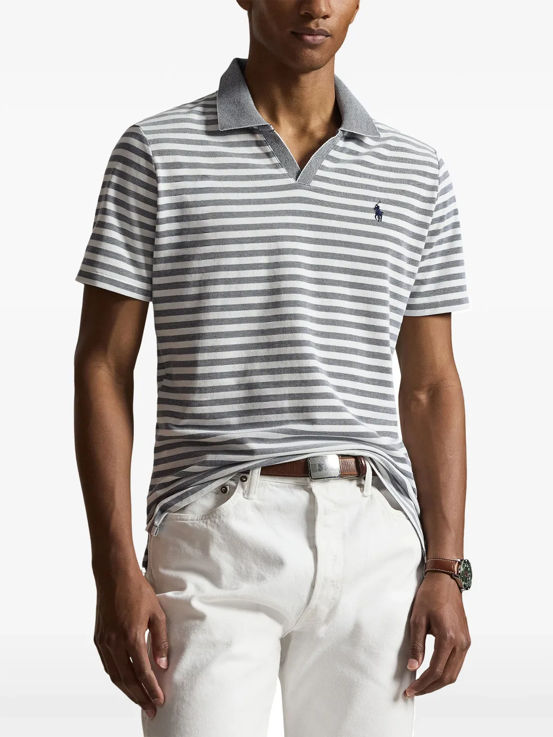 Футболка-поло с вышитым логотипом, серая Polo Ralph Lauren, серый — фото 2