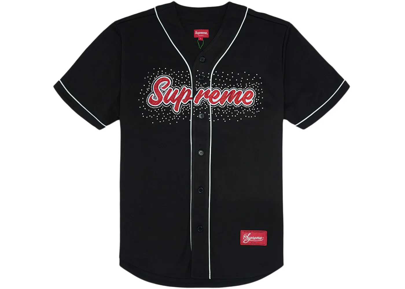 Мужская бейсбольная футболка с принтом Rhinestone Supreme, Black