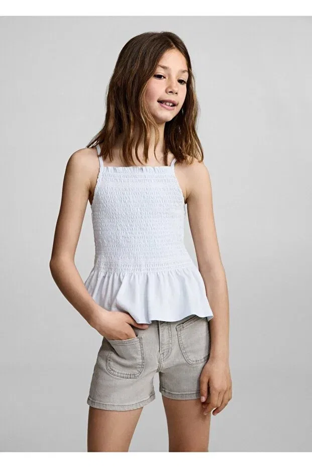 Детские шорты для девочек джинсовые Mango Kids, Denim Gray