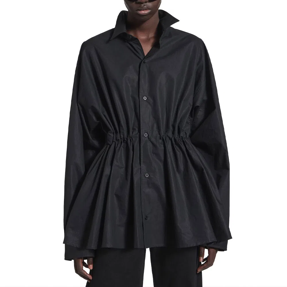 Женское платье-рубашка с эффектом песочных часов Black Balenciaga, Black — фото 3
