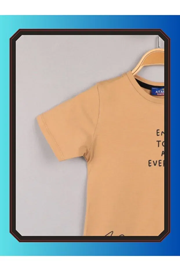 Детская футболка для мальчиков хлопковая Enjoy rabbit print fun and colorful cotton kids t-shirts short sleeve 36/1 full lyc single jersey Edoy, Brown — фото 4