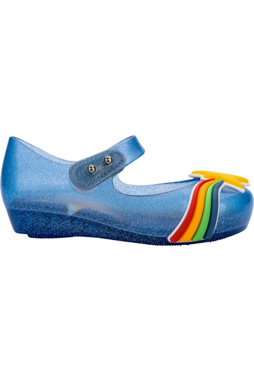 Детские туфли Мэри Джейн с регулируемым ремешком Ultragirl Colors Mini Melissa, Blue Glitter/Yellow — фото 2