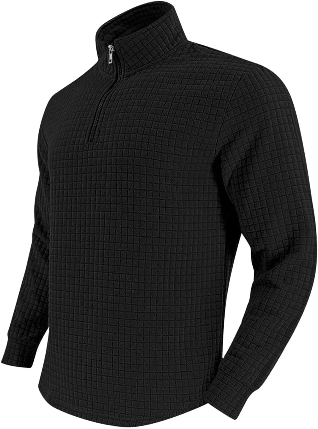 Мужская футболка с длинным рукавом и воротником-стойкой Regular Fit, Black — фото 2