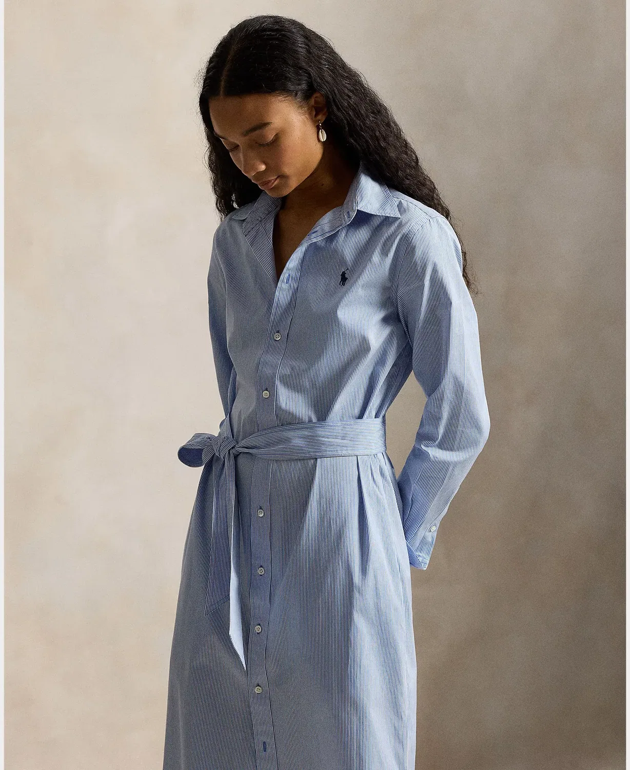Женское платье-рубашка хлопковое Polo Ralph Lauren, Azul Claro — фото 2