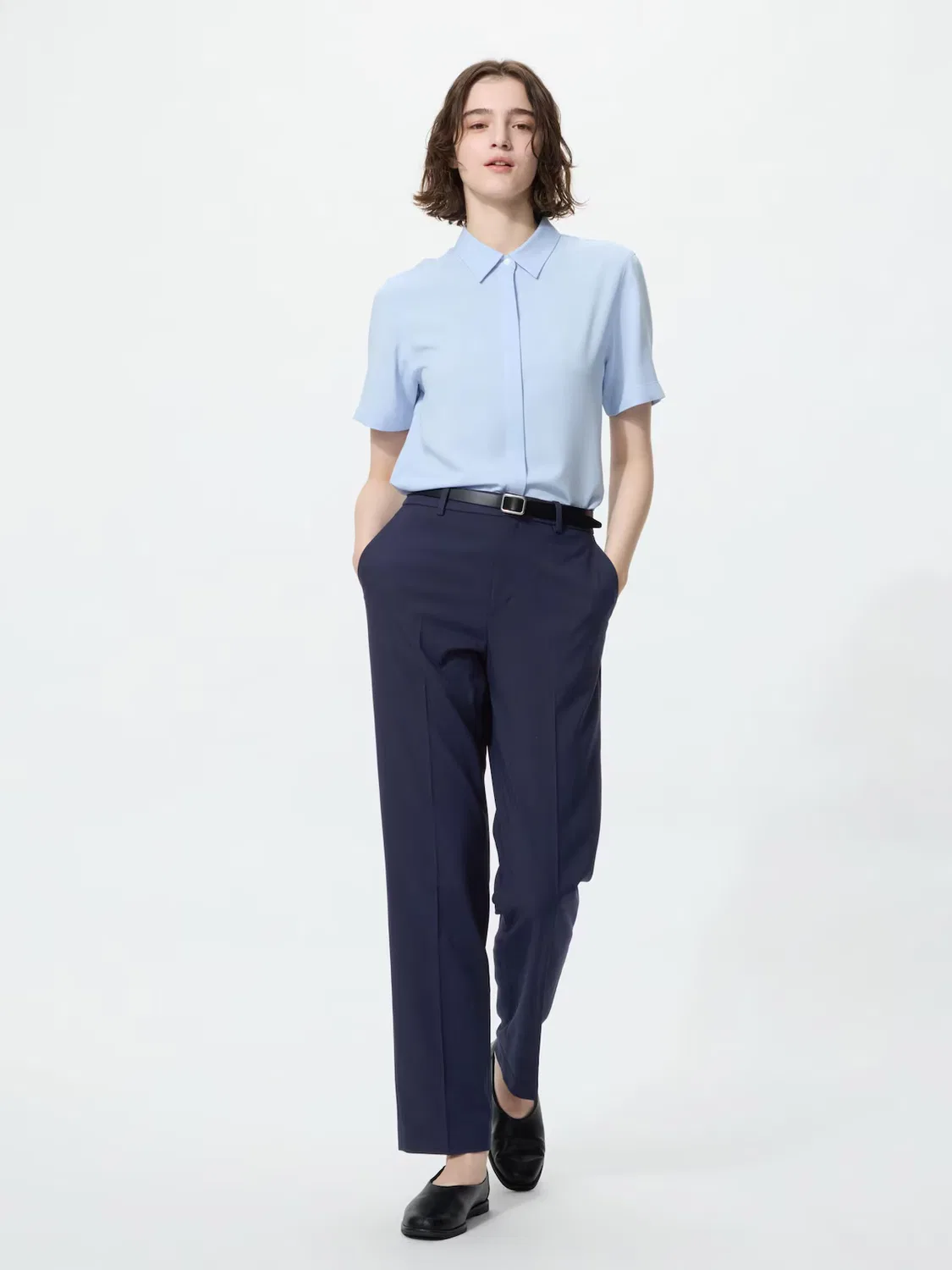 Блузка Uniqlo, базовый элемент гардероба, белый — фото 2