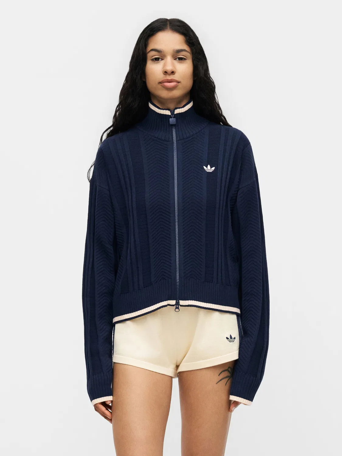 Вязаный кардиган Adidas Originals Firebird темно-синего цвета — фото 2