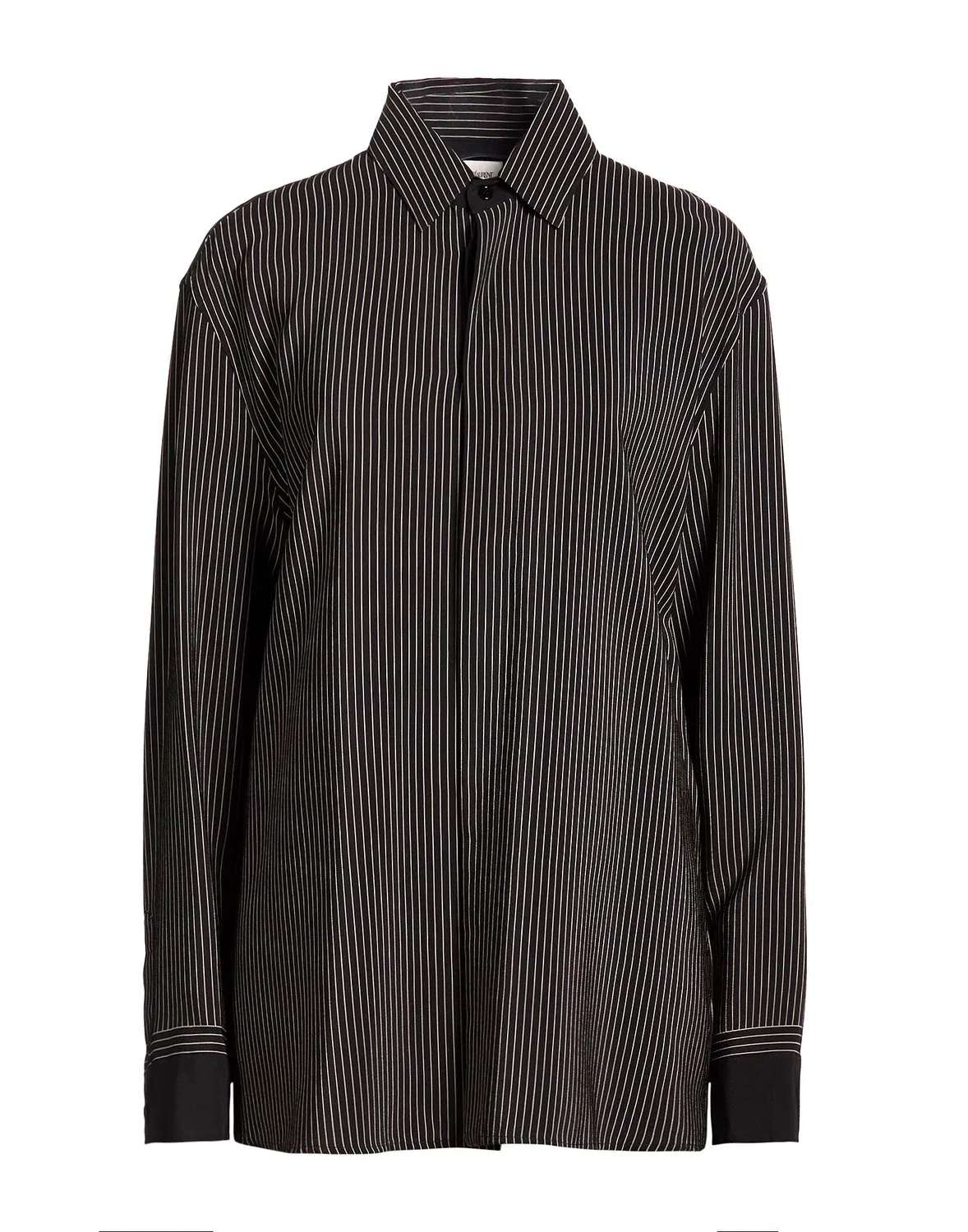 Женская рубашка из крепа с полосками Saint Laurent, черный