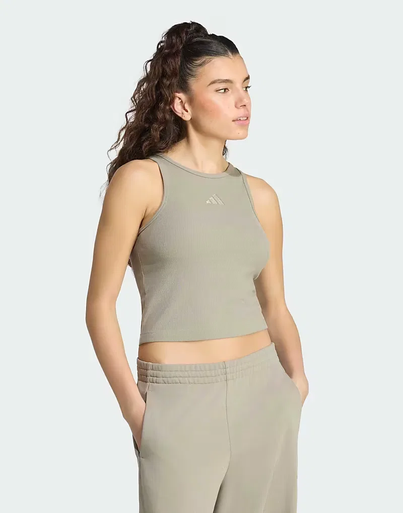 Майка-жилет в рубчик kit small logo Adidas Performance, Silver Pebble