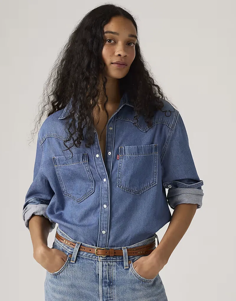 Рубашка в стиле вестерн Levi's Teodora, синий — фото 4