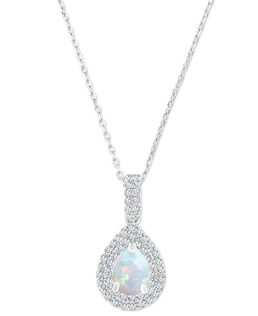 

Подвеска-колье в форме капли с камнем-талисманом, выполненная из стерлингового серебра, с аметистом (5/8 карата) и выращенным в лаборатории белым сапфиром (1/2 карата) Длина 16 дюймов + удлинитель 2 дюйма Macy's, Opal