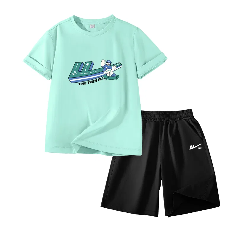 Детский спортивный комплект с длинным рукавом, Light Blue Green/H Green Track-Navy Blue/H Silicone Huili White K, WARRIOR — фото 3