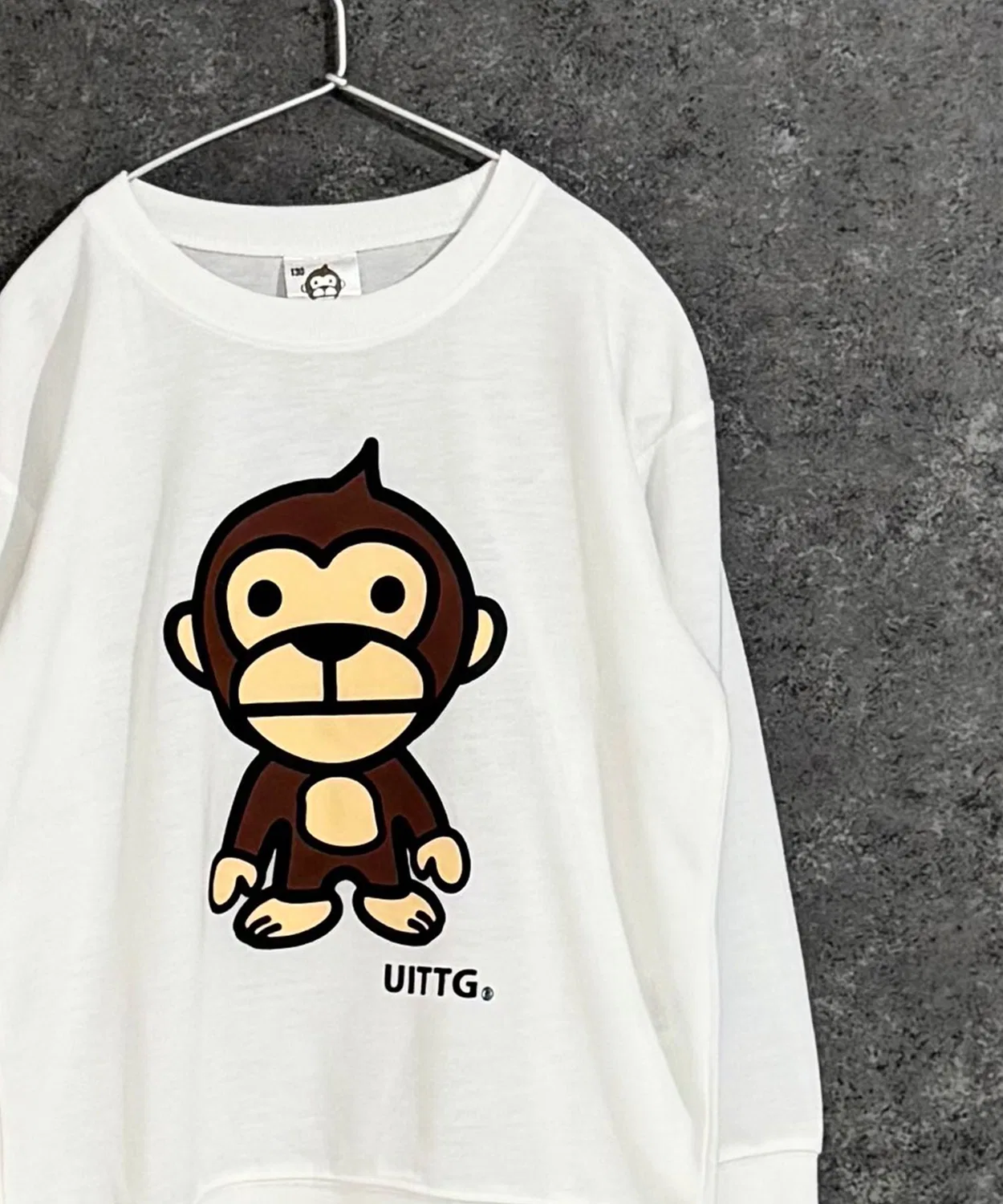 Детский свитшот оверсайз с принтом UITTG SHISKY, Off White