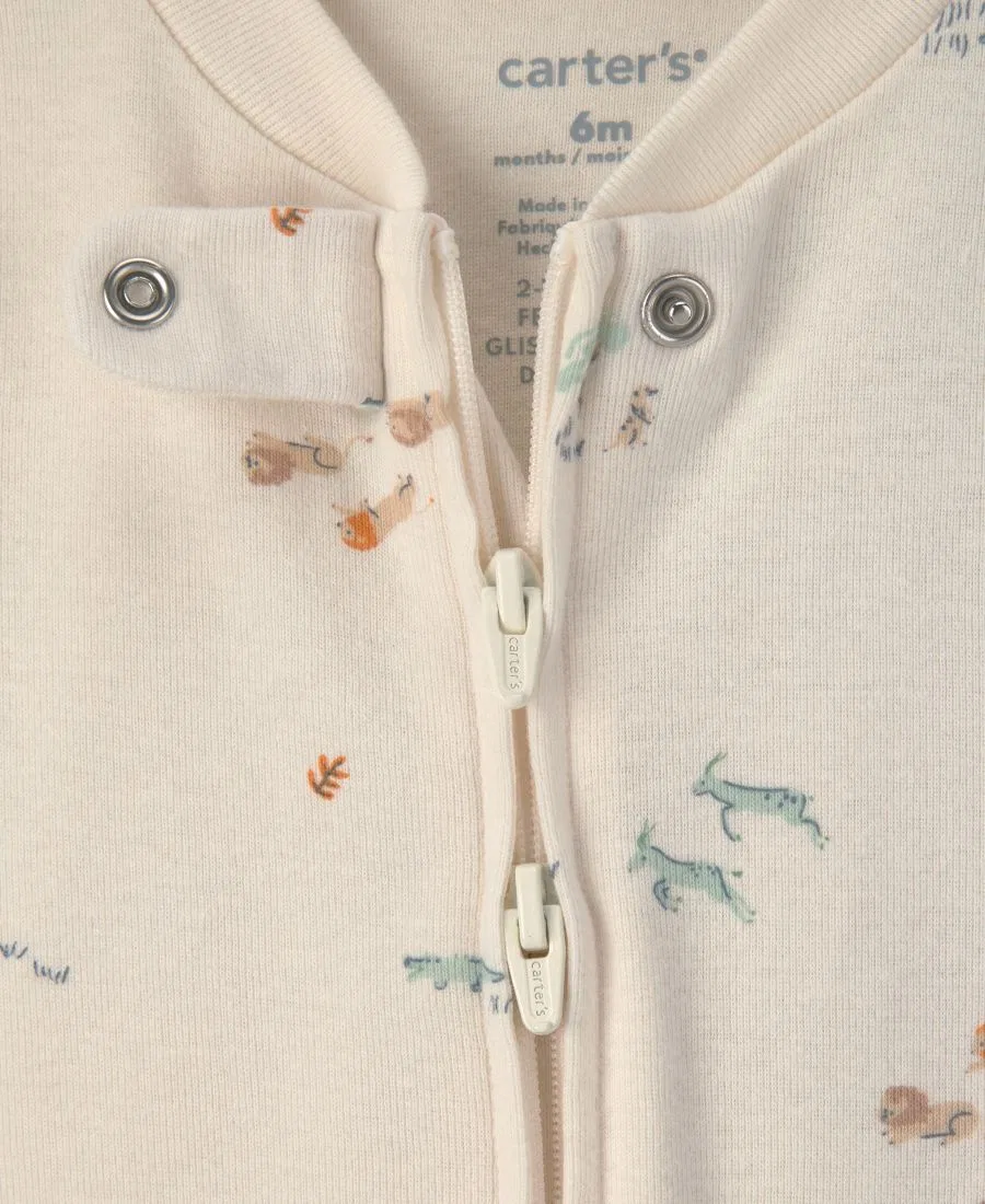 Комплект пижам с длинным рукавом, с принтом, 2 шт, Safari 2-Way Zip Sleep & Play Carter's, Blue/Ivory — фото 2