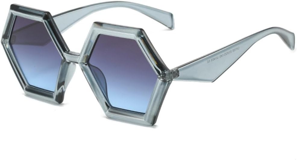 

Винтажные персонализированные солнцезащитные очки в форме шестиугольника с бриллиантами для женщин, роскошные многоугольные солнцезащитные очки для мужчин, солнцезащитные очки с защитой от УФ-излучения UV400 TYUVIVO, Gray Blue