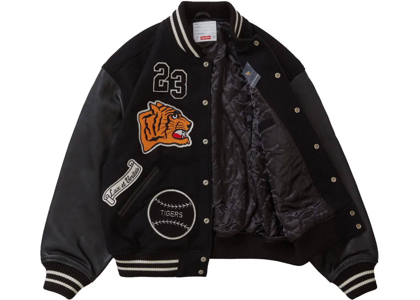 Мужская куртка-бомбер с принтом Tiger Varsity Jacket Supreme, Black — фото 2