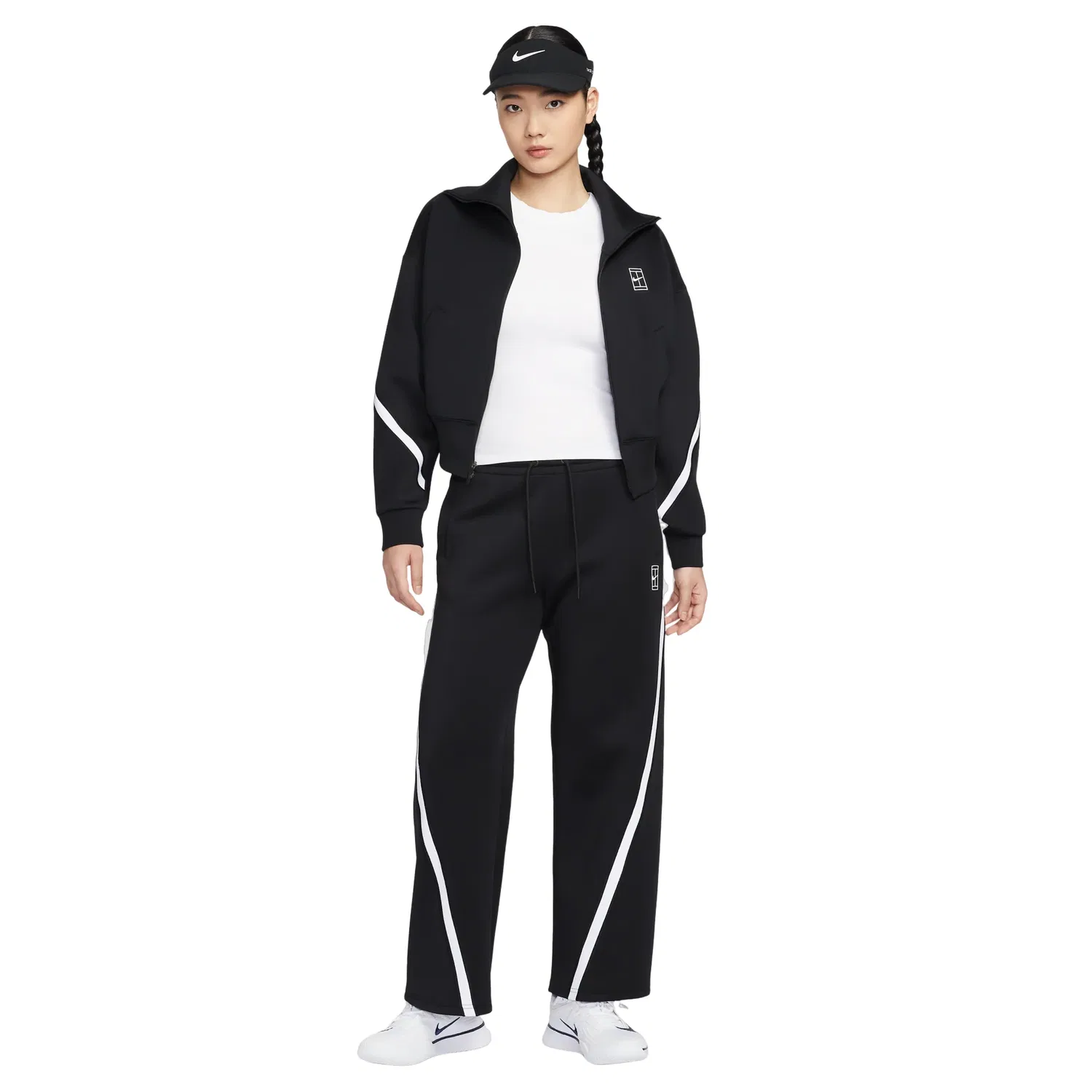 Женские брюки для тенниса Advantage Mid-Rise Tennis Pants 'Black White' Nike, Black/White — фото 2