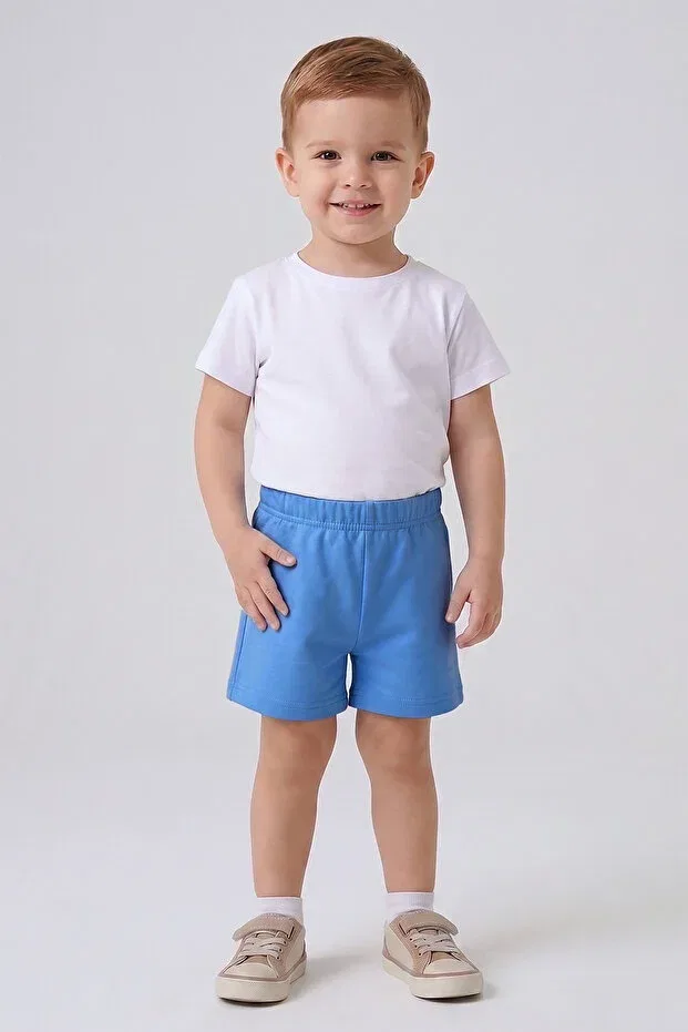 Детские шорты для девочек хлопковые Basic Dmb Boys & Girls, Blue — фото 2