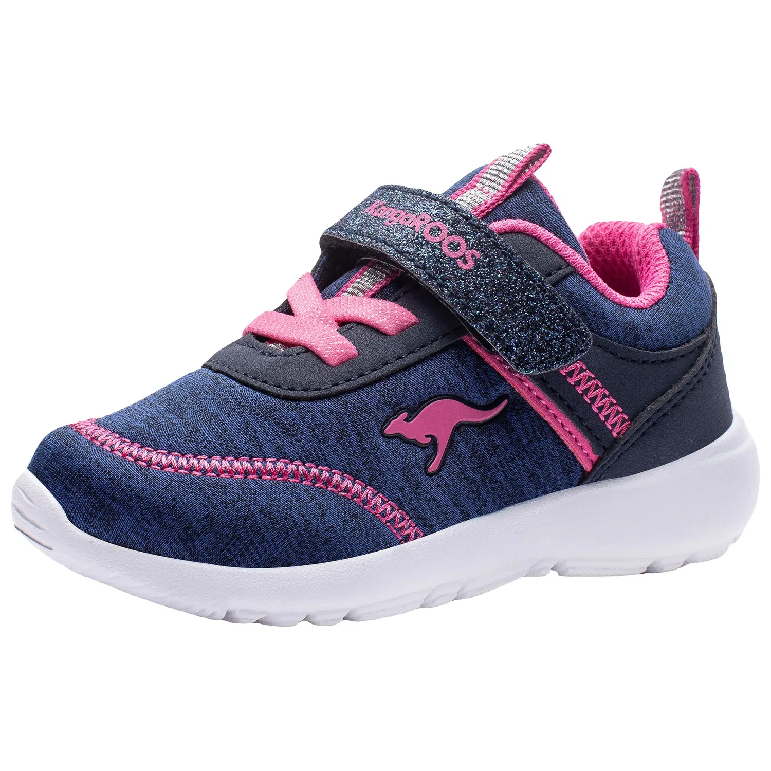 Детские кроссовки с кожаными вставками KangaROOS, Dark Navy/Fandango Pink