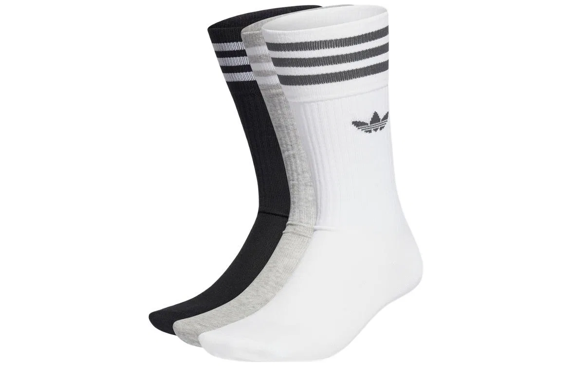 Носки Adidas Originals Unisex Crew Socks, комплект из 3 пар, Black/Gray/White