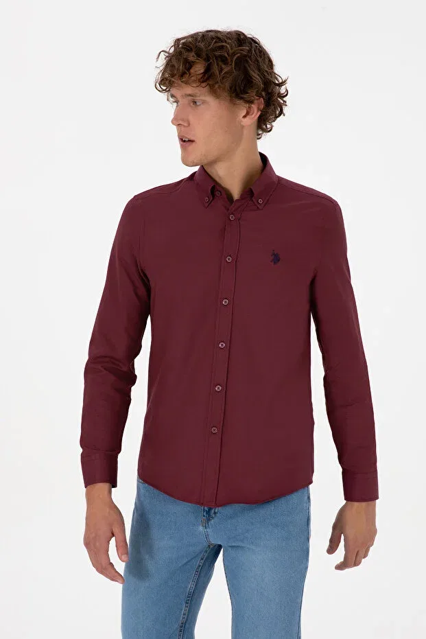 Мужская рубашка с длинным рукавом U.S. Polo Assn., Plum — фото 3