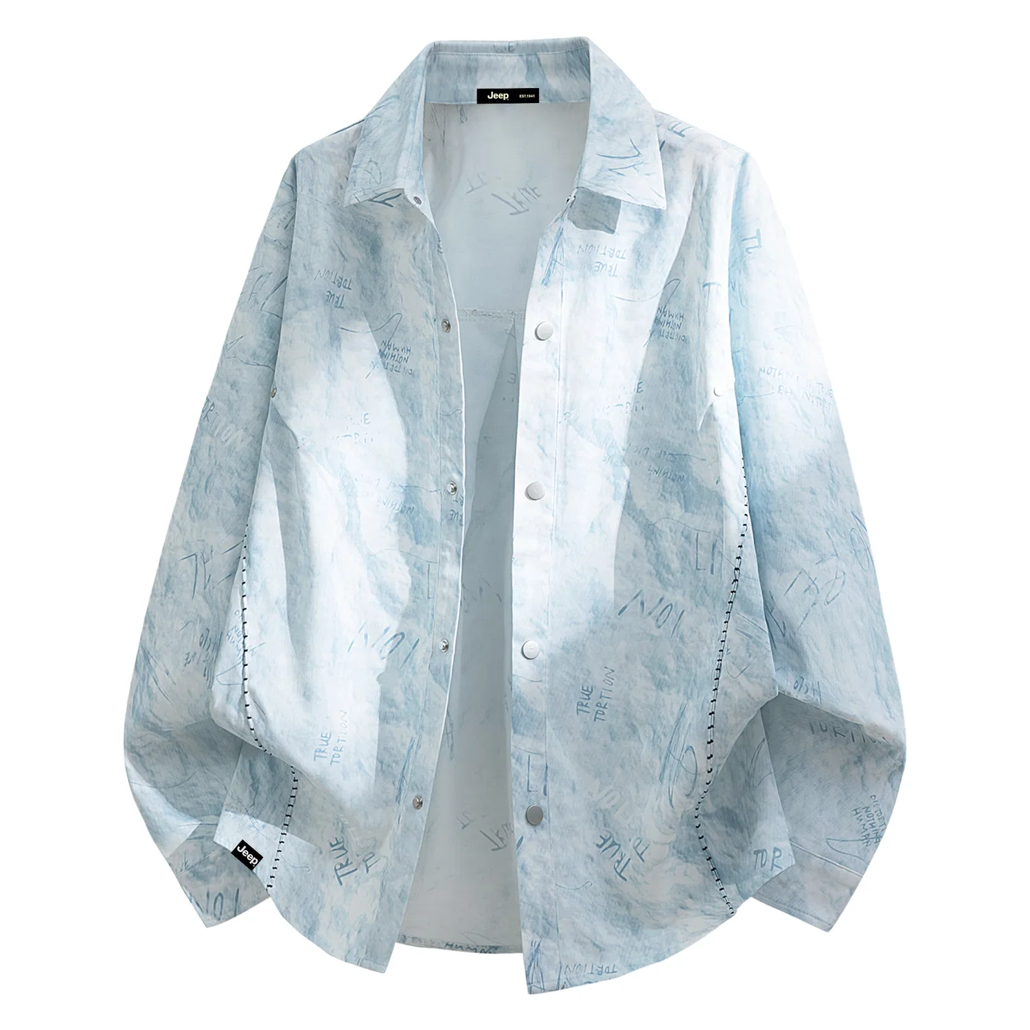 Детская рубашка с принтом Jeep Leisure Collection Shirts, Unisex Lapel Moderate Straight Fit, Jeep, синий тай-дай