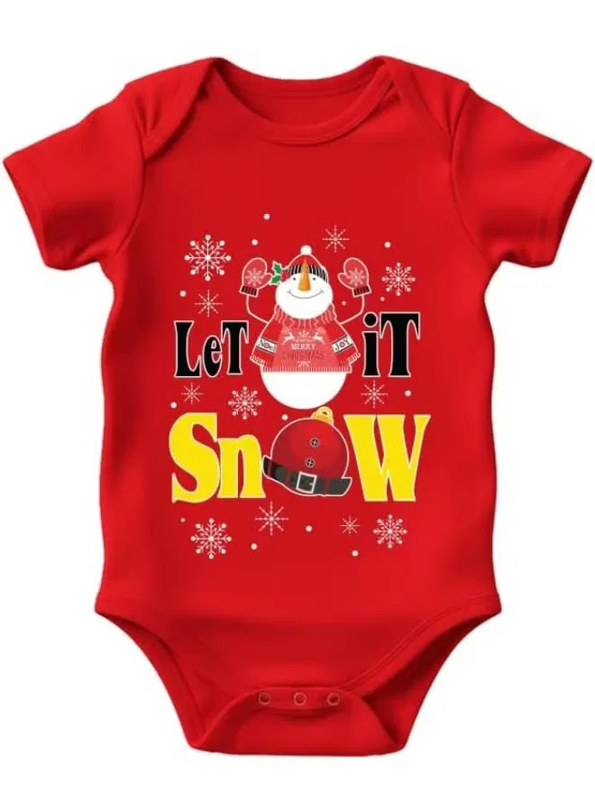 Боди-комбинезон с принтом Let It Snow Santa Sitara Fashions, красный — фото 4