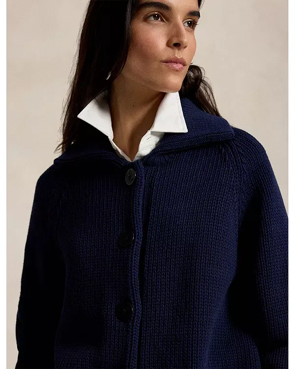 Женский кардиган с отложным воротником Ralph Lauren, темно-синий — фото 4