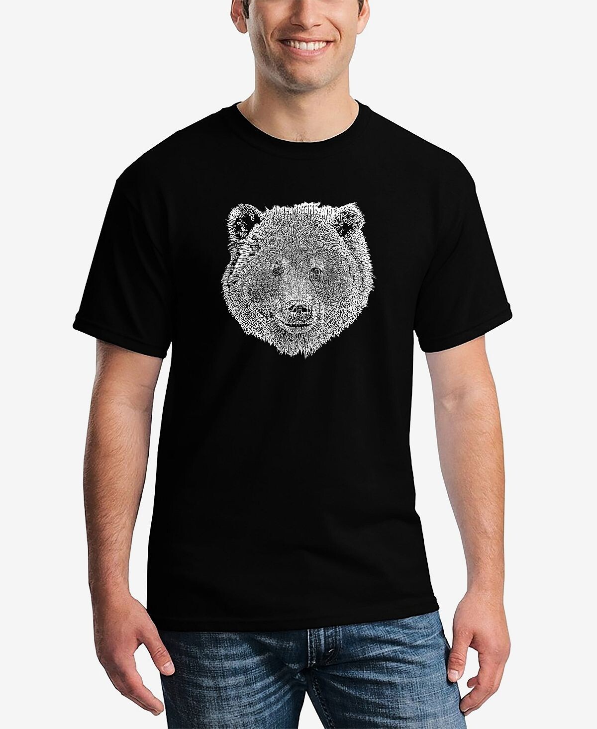 

Мужская футболка с надписью word art bear face LA Pop Art, черный