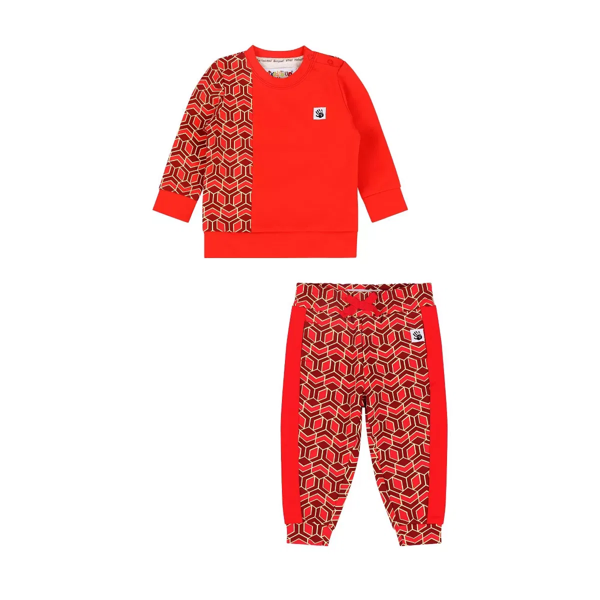 Детский комплект свитшота и джоггеров с дизайном Comodo Mixed Up Clothing, Red Multicolor