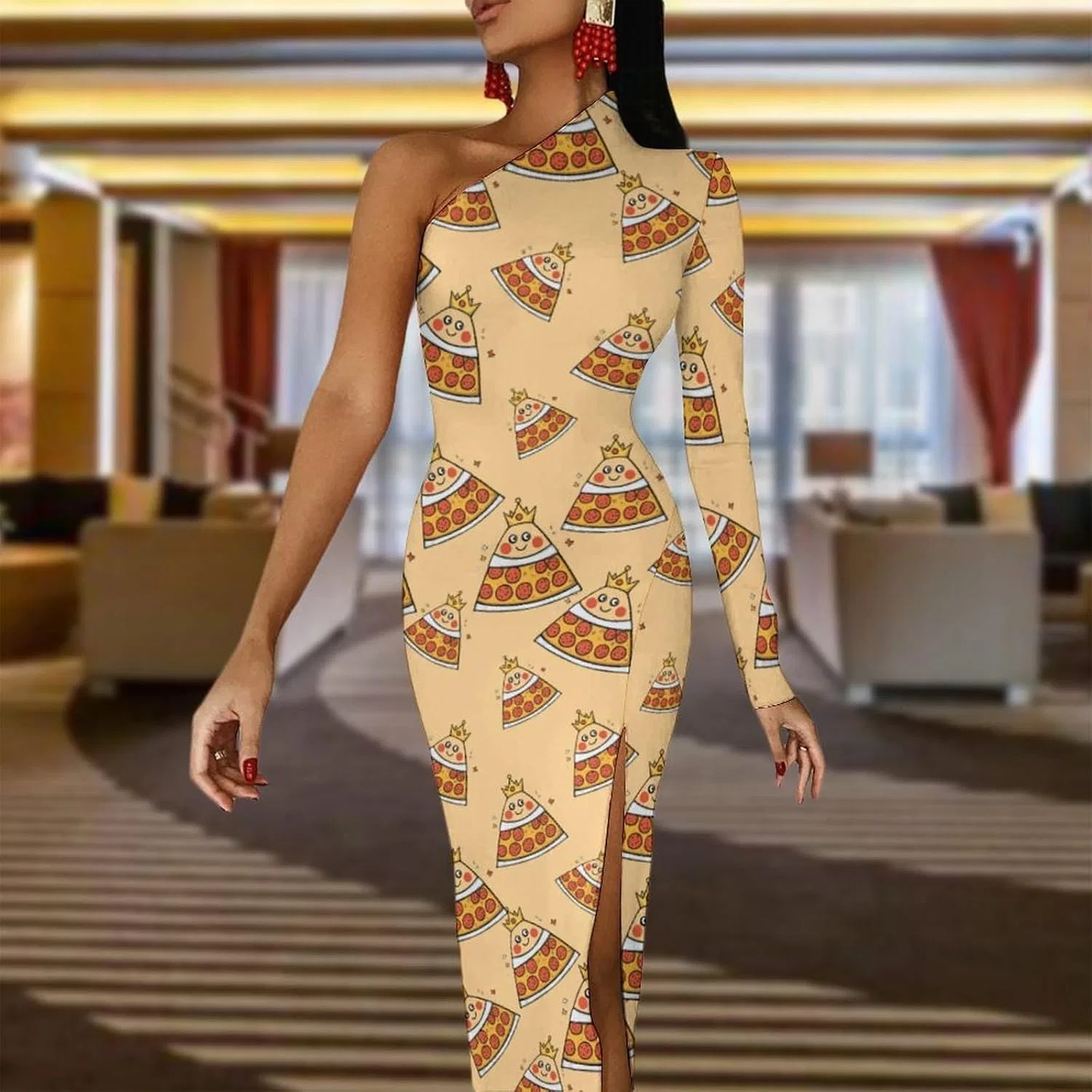 Женское коктейльное платье с одним плечом Pizza and The King, Style — фото 3