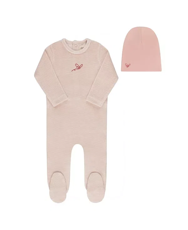Детский комбинезон для сна с длинным рукавом Velour Stripe Collection Ely'S & Co., Light Pink