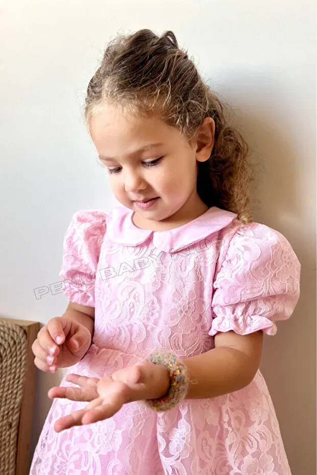 Детское платье для девочек кружевное Penu Baby Kids, Pink — фото 3