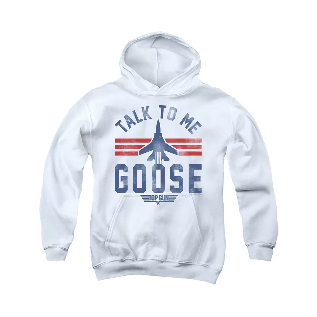 Детский худи с принтом Top Gun Talk To Me Goose, Белый