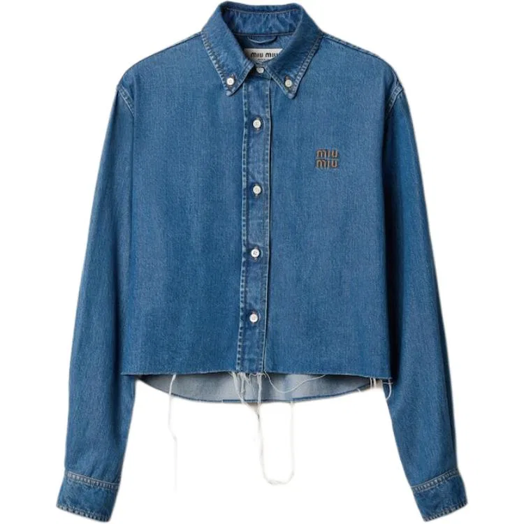 Женская рубашка с длинным рукавом Marine Blue MIU MIU, Marine Blue