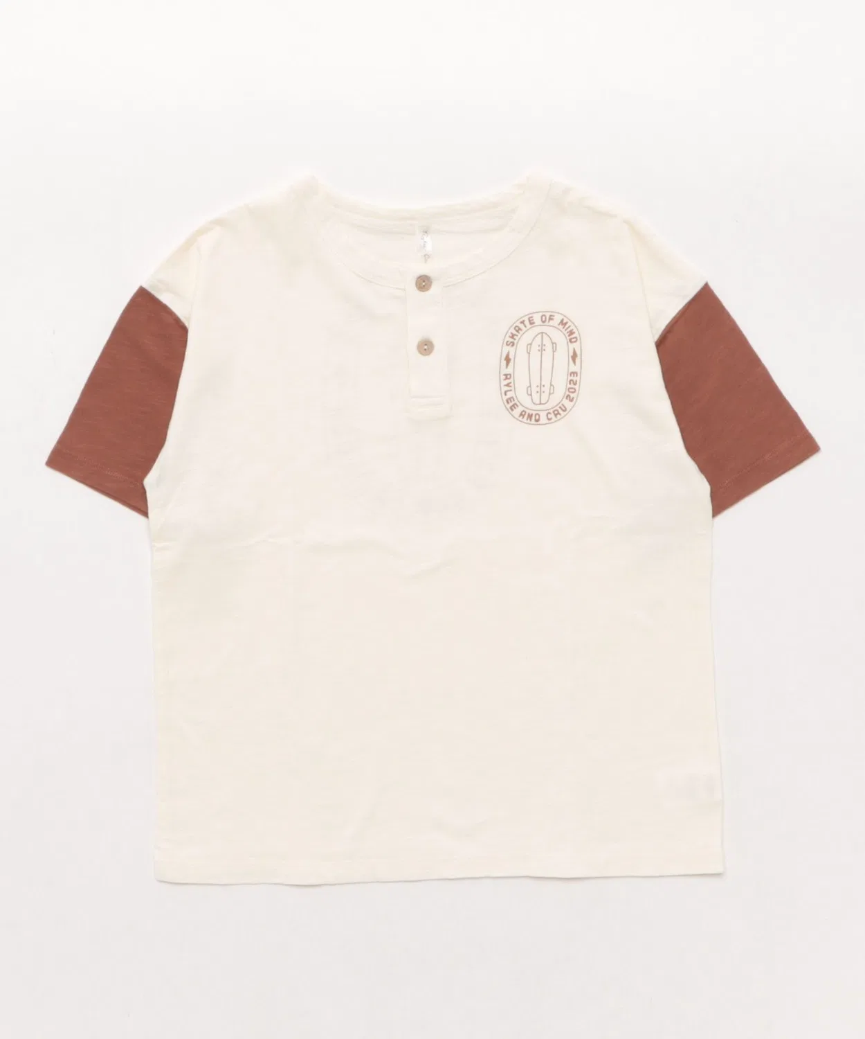 Детская футболка-поло с принтом Rylee + Cru, White/Brown