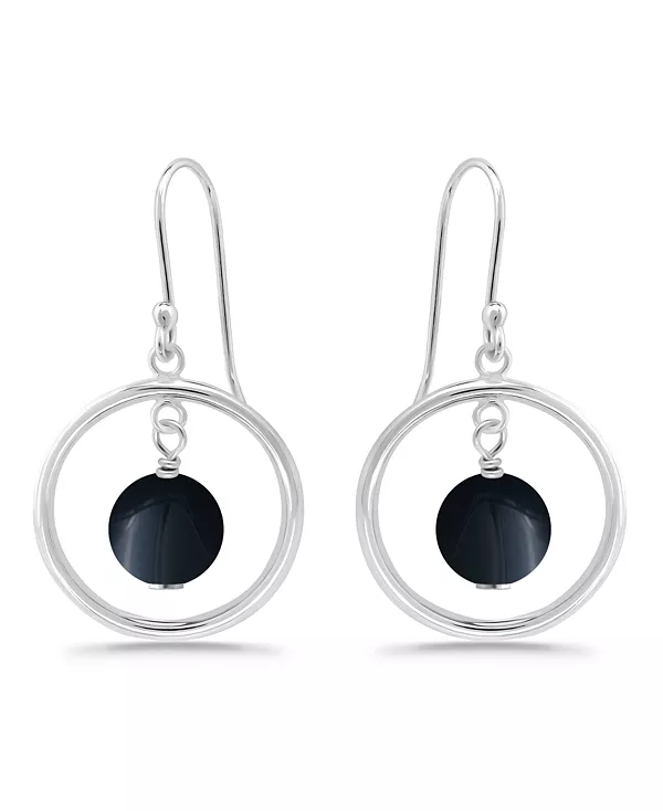 

Посеребренные серьги-подвески из натуральных камней в форме круга Macy'S, onyx