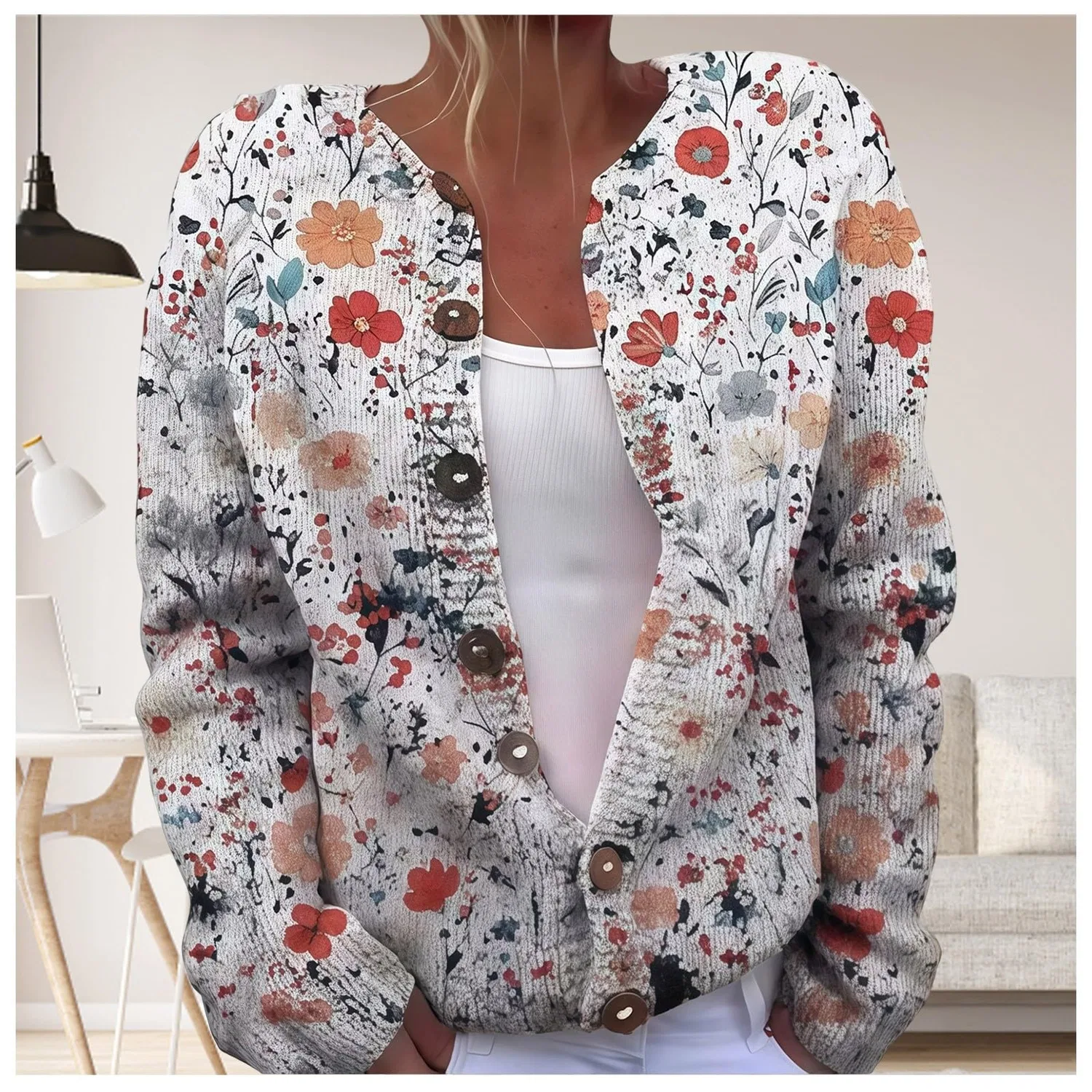Женский кардиган с принтом Vintage Floral Print, Motivo 26 — фото 2