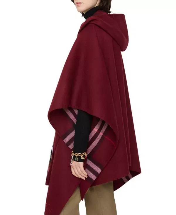 Женская накидка с капюшоном из кашемира Burberry, Oxblood Red — фото 2
