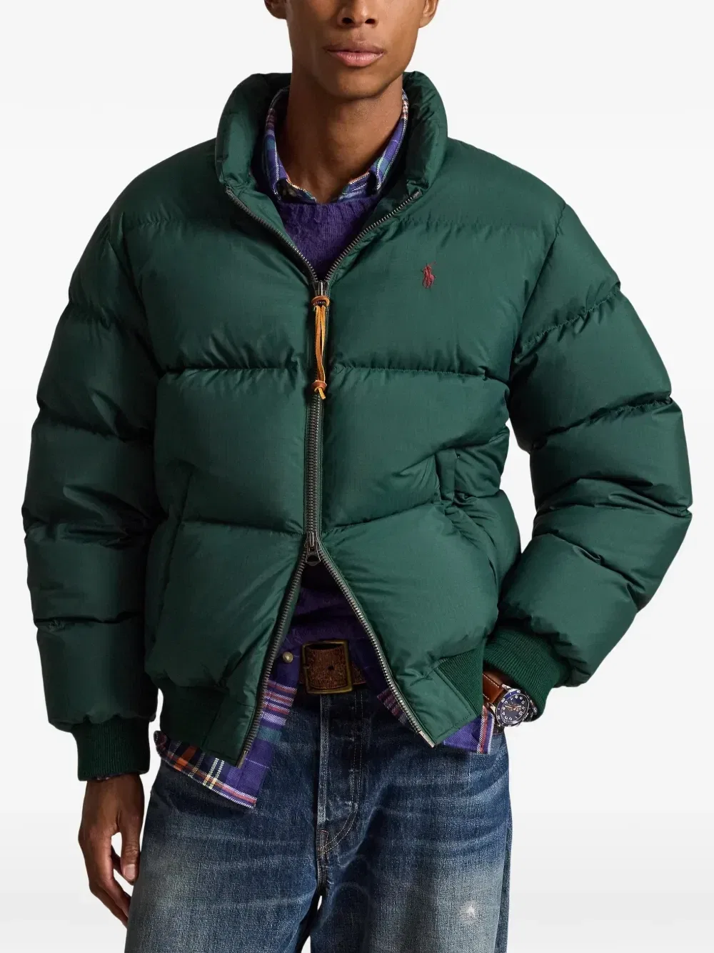 Дутый бомбер из рипстопа Polo Ralph Lauren, зеленый — фото 3